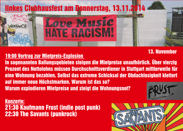 Flyer zum linken Clubhausfest im Wintersemester 2014/15